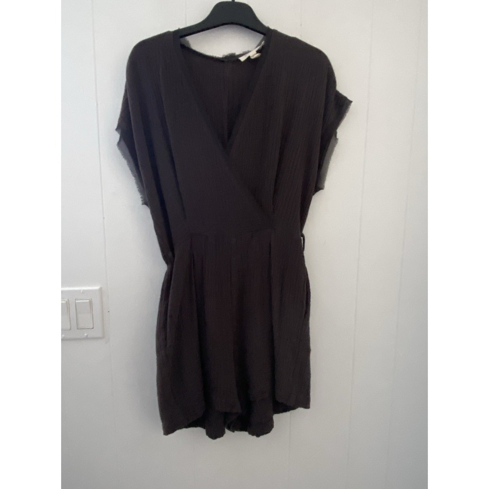 Grade & Gather 100% Cotton Gauze Romper Women's Sz Small Charcoal Gray